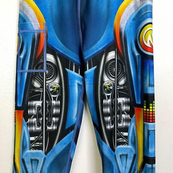 INKnBurn Womens Cropped Tights Size 6 Biodroid Robot Run Jog Train Art Gym - Picture 4 of 9